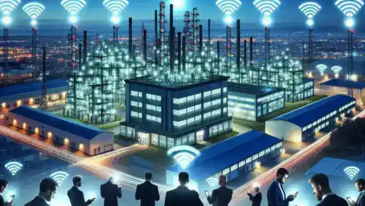 "Ilustrasi perdebatan antara industri Wi-Fi dan operator seluler mengenai alokasi spektrum tambahan UE, menunjukkan infrastruktur jaringan dan perangkat Wi-Fi dalam konteks konektivitas modern."